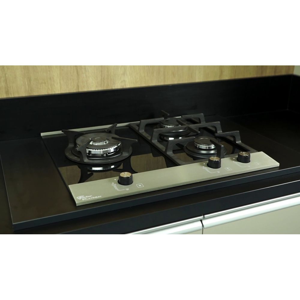 FOGÃO COOKTOP 3Q PLATINUM 20875(25482) BIVOLT FISCHER Casa do Marceneiro casadomarceneiro