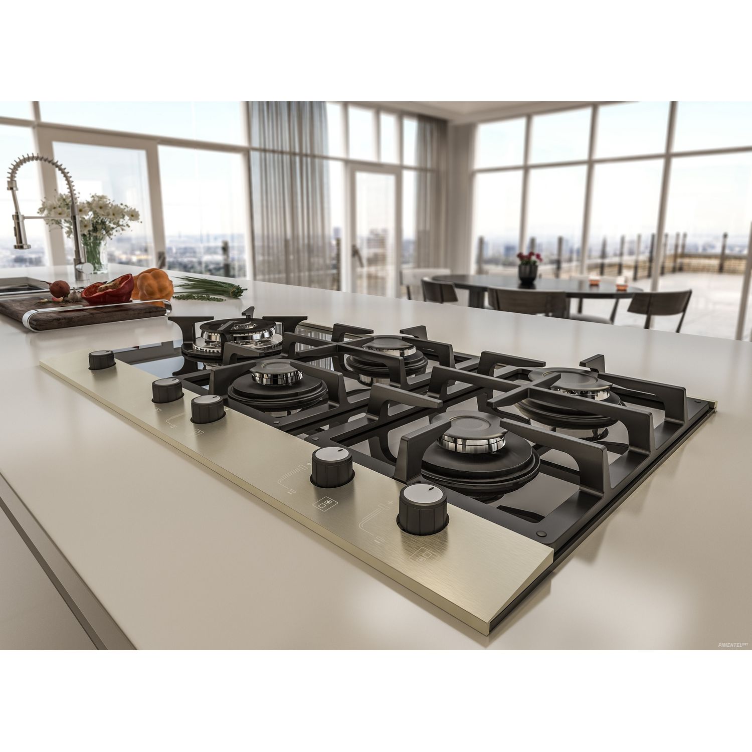 FOGÃO COOKTOP 5Q PLATINUM PRIME ESCOVADO 19784(51515) BIVOLT FISCHER